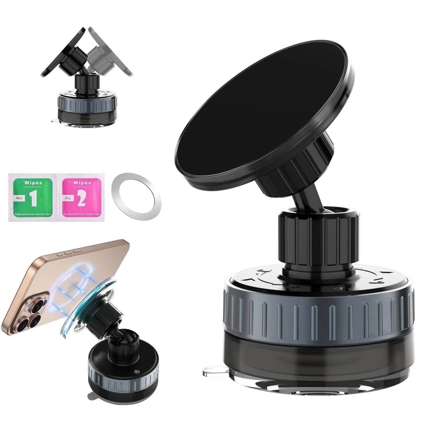 Portable Vacuum Magnetic Cell Phone Holder, 360 Rotatable Holder Suction Cup Phone Mount