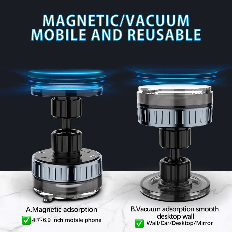 Portable Vacuum Magnetic Cell Phone Holder, 360 Rotatable Holder Suction Cup Phone Mount